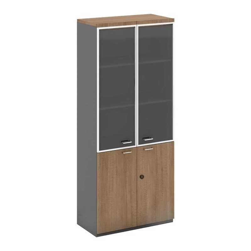 PROLINE Bookcase Wild Oak/Black (glass doors)