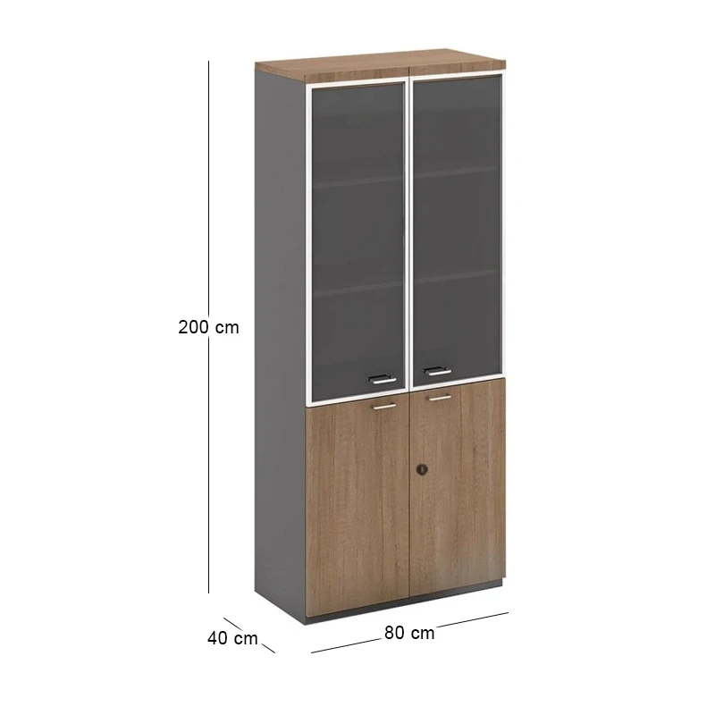 PROLINE Bookcase Wild Oak/Black (glass doors)