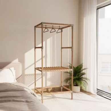 Entrance furniture - Open wardrobe wooden - plastic color natural - beige 75x46x156cm.