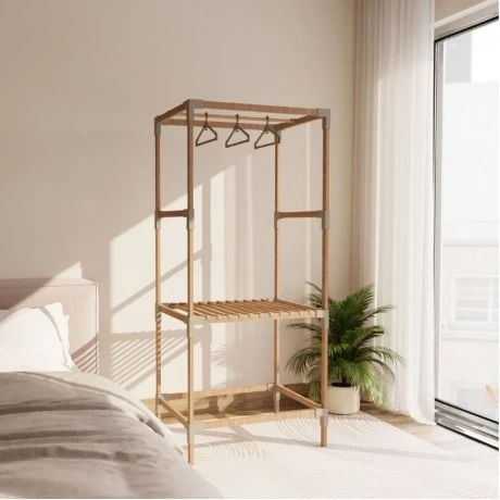 Entrance furniture - Open wardrobe wooden - plastic color natural - beige 75x46x156cm.