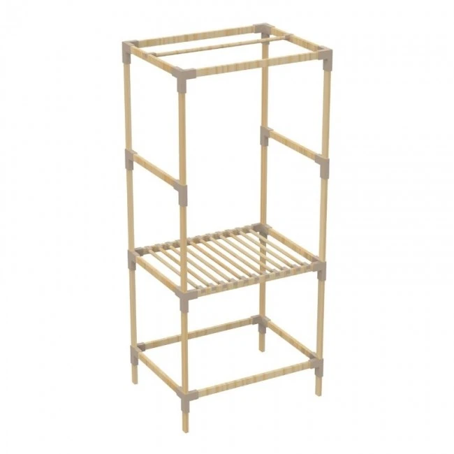 Entrance furniture - Open wardrobe wooden - plastic color natural - beige 75x46x156cm.