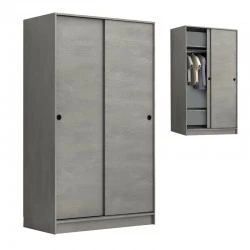 Regio Megapap melamine two slide doors wardrobe in concrete grey color 100x60x181cm.
