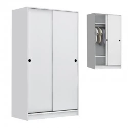 Regio Megapap melamine two slide doors wardrobe in white color 100x60x181cm.