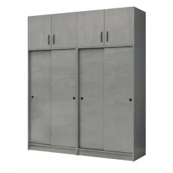 Regio Megapap melamine four slide doors wardrobe in concrete grey color 200x60x240cm.