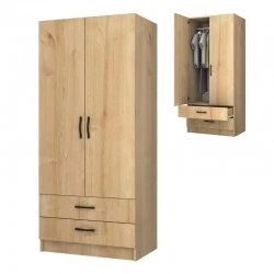 Ricardo Megapap two doors melamine wardrobe in oak color 80x51,8x181cm.
