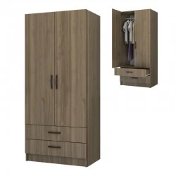 Ricardo Megapap two doors melamine wardrobe in walnut color 80x51,8x181cm.