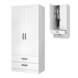 Ricardo Megapap two doors melamine wardrobe in white color 80x51,8x181cm.
