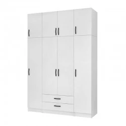 Ricardo Megapap four doors melamine wardrobe with cabinet in white color 160x51,8x240cm.