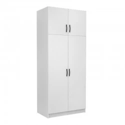 Ντουλάπα ρούχων Victoria Megapap δίφυλλη με πατάρι χρώμα λευκό 100x60x240εκ.