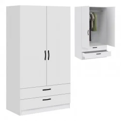 Victoria Megapap two doors melamine wardrobe with drawers  in white color 100x60x181cm.