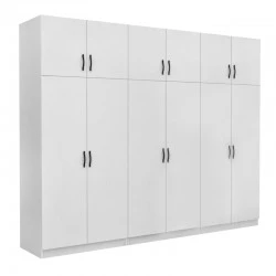 Ντουλάπα ρούχων Victoria Megapap εξάφυλλη με πατάρι χρώμα λευκό 300x60x240εκ.