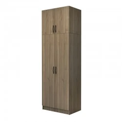 Vivian Megapap  two doors melamine wardrobe with cabinet in walnut color 80x51.8x240cm.
