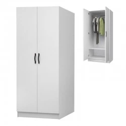Vivian Megapap two doors melamine wardrobe in white color 80x51,8x181cm.