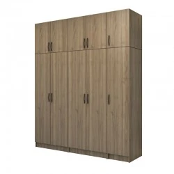 Vivian Megapap five doors melamine wardrobe with cabinet in walnut color 200x51.8x240cm. Vivian Megapap five doors melamine wardrobe with cabinet in walnut color 200x51.8x240cm.