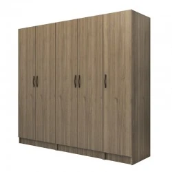Vivian Megapap  five doors melamine wardrobe in walnut color 200x51.8x181cm.