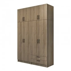 Vivian Megapap four doors melamine wardrobe in walnut color 160x51.8x240cm. Vivian Megapap four doors melamine wardrobe in walnut color 160x51.8x240cm.