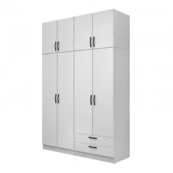 Vivian Megapap four doors melamine wardrobe in white color 160x51.8x240cm. Vivian Megapap four doors melamine wardrobe in white color 160x51.8x240cm.