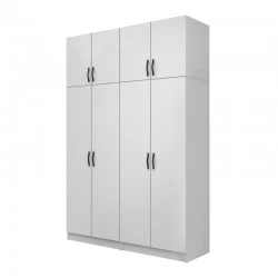 Vivian Megapap four doors melamine wardrobe with cabinet in white color 160x51.8x240cm. Vivian Megapap four doors melamine wardrobe with cabinet in white color 160x51.8x240cm.