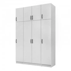 Vivian Megapap four doors melamine wardrobe with cabinet in white color 160x51,8x240cm. Vivian Megapap four doors melamine wardrobe with cabinet in white color 160x51,8x240cm.