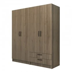 Vivian Megapap four doors melamine wardrobe in walnut color 160x51.8x181cm. Vivian Megapap four doors melamine wardrobe in walnut color 160x51.8x181cm.