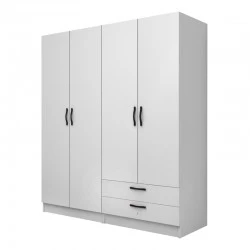 Vivian Megapap four doors melamine wardrobe in white color 160x51.8x181cm. Vivian Megapap four doors melamine wardrobe in white color 160x51.8x181cm.