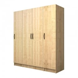 Vivian Megapap four doors melamine wardrobe in oak color 160x51.8x181cm.