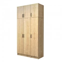 Vivian Megapap three doors melamine wardrobe with cabinet in oak color 120x51.8x240cm.