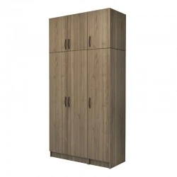 Vivian Megapap three doors melamine wardrobe with cabinet in walnut color 120x51.8x240cm.