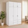 Three-leaf wardrobe with drawers Royal pakoworld in white shade 150x58x230cm
