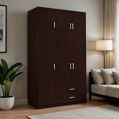 Three-leaf wardrobe with drawers Royal pakoworld in wenge shade 150x58x230cm