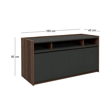 Advance office cupboard in dark walnut - grey color 169x40x80cm.