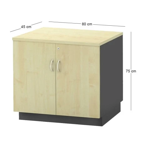 Office melamine cupboard in dark grey - beech color 80x41x86cm.
