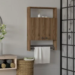 Ela Megapap melamine bathroom cabinet in walnut color 60x15x87cm.