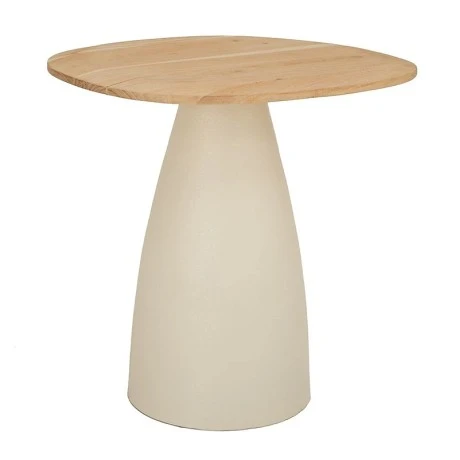 WOOD AND CREAM METAL ACCASIA SIDE TABLE 65X58X45CM