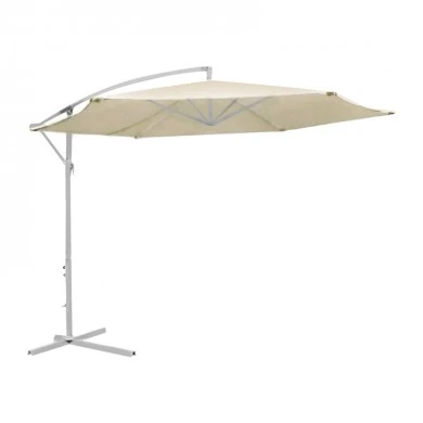 Ομπρέλα Jiopel pakoworld μονοκόμματος ιστός λευκό αλουμίνιο-μπεζ ύφασμα Φ3m