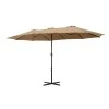 Double garden umbrella with metal frame and crank in sand color 4.60x2.70m.
