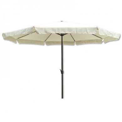 Ομπρέλα κήπου με μαύρο μεταλλικό σκελετό με ανάκλιση και μανιβέλα και πανί σε χρώμα μπεζ Ø2,7m.