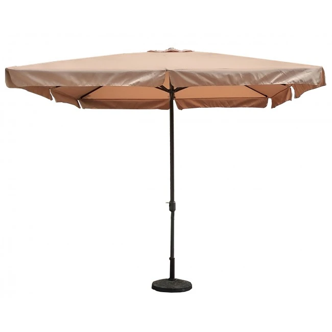 Garden umbrella with metallic frame in black with crank and cloth in sand color 300x300cm.