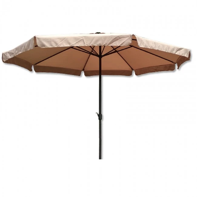 Metal garden umbrella with crank and split mechanism in sand color Ø2.7m