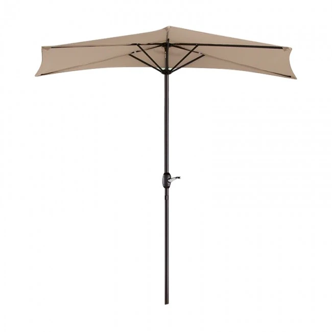 Half garden umbrella with metal frame and crank in sand color 2.70m.