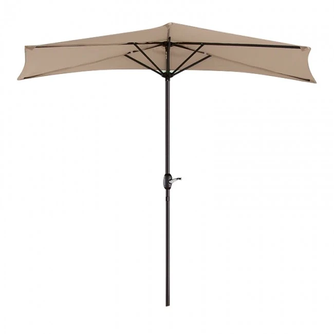 Half garden umbrella with metal frame and crank in sand color 3m.