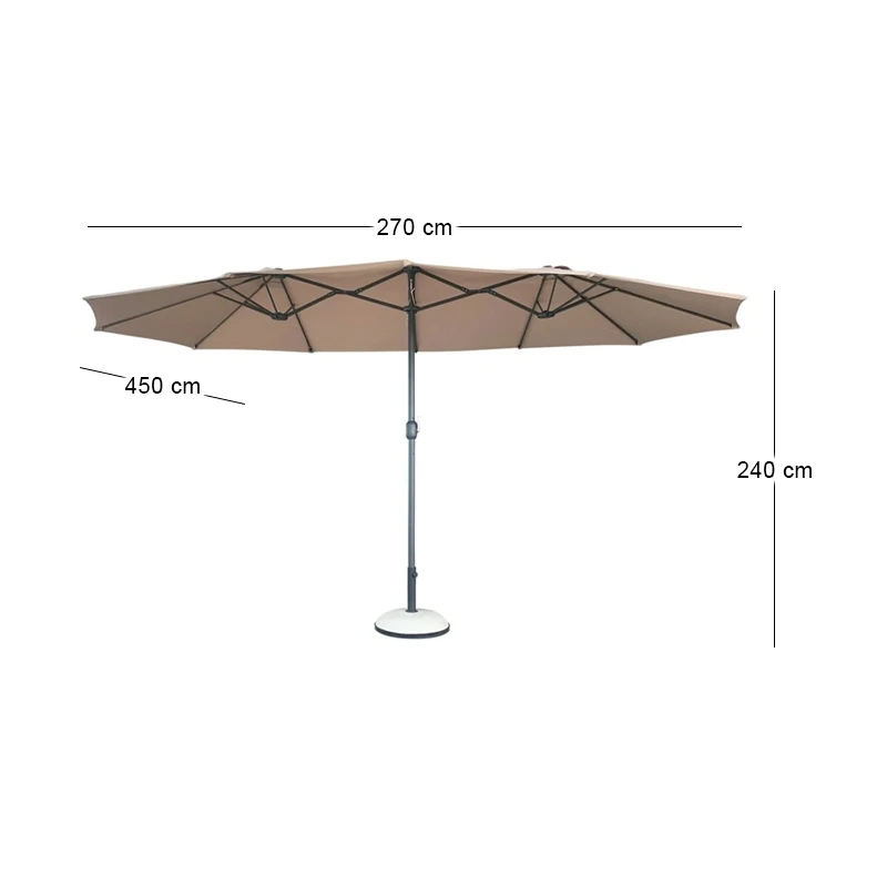 UMBRELLA Oval 270x450cm Steel Anthracite/Fabric Beige