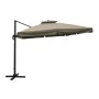 UMBRELLA Telescopic HANGING 3x3m Alu Anthracite/Fabric Beige w/base