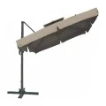 UMBRELLA Telescopic HANGING 3x3m Alu Anthracite/Fabric Beige w/base