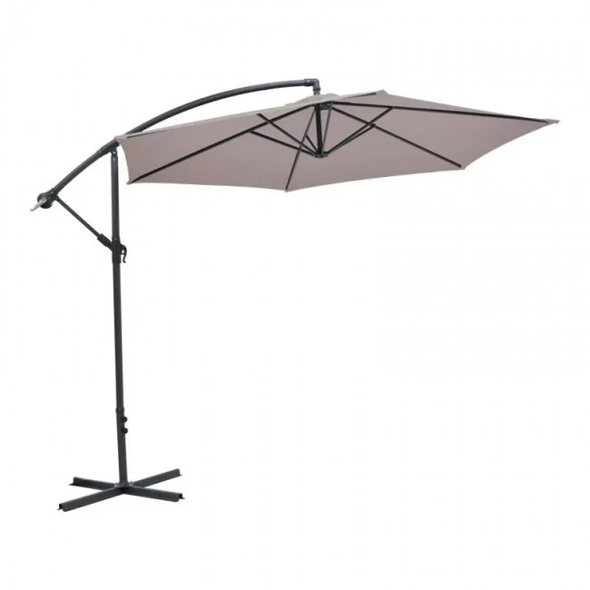 Umbrella with base Jiopel pakoworld single piece aluminium-fabric beige-grey D3m