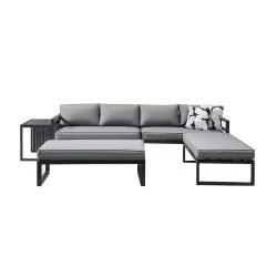 ORBEA Set Alu (Sofa+2 Benches+Coffee Table) Dark Grey/Cushions Dark Grey ORBEA Set Alu (Sofa+2 Benches+Coffee Table) Dark Grey/Cushions Dark Grey