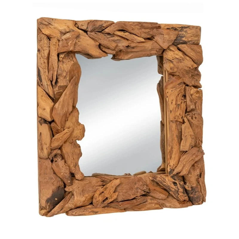 RECTANGULAR MIRROR SUNLIT SERENITY MADE OF WOOD TEAK IN NATURAL COLOR 90X7X70CM