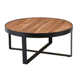 OVEN-W Coffee Table d.80x35 Acacia Natural Finish (Black Paint) OVEN-W Coffee Table d.80x35 Acacia Natural Finish (Black Paint)