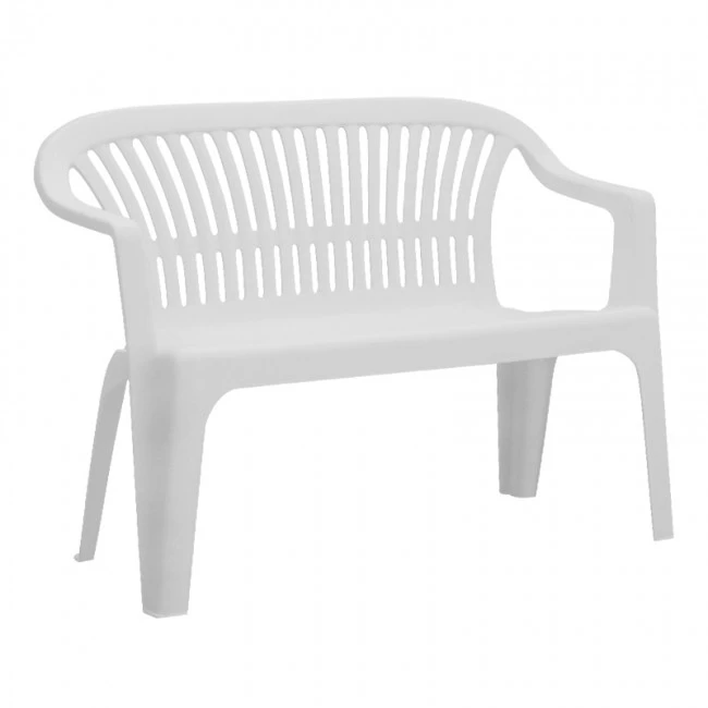 Diva polypropylene two-seater stackable bench - sofa in white color 114x55x82cm.