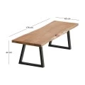 LIZARD Bench 178x45x44 Acacia Natural Finish (Black Paint)